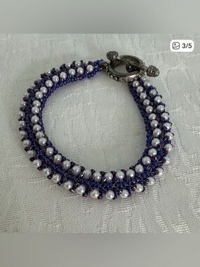 Purple Glass Beaded Bracelet